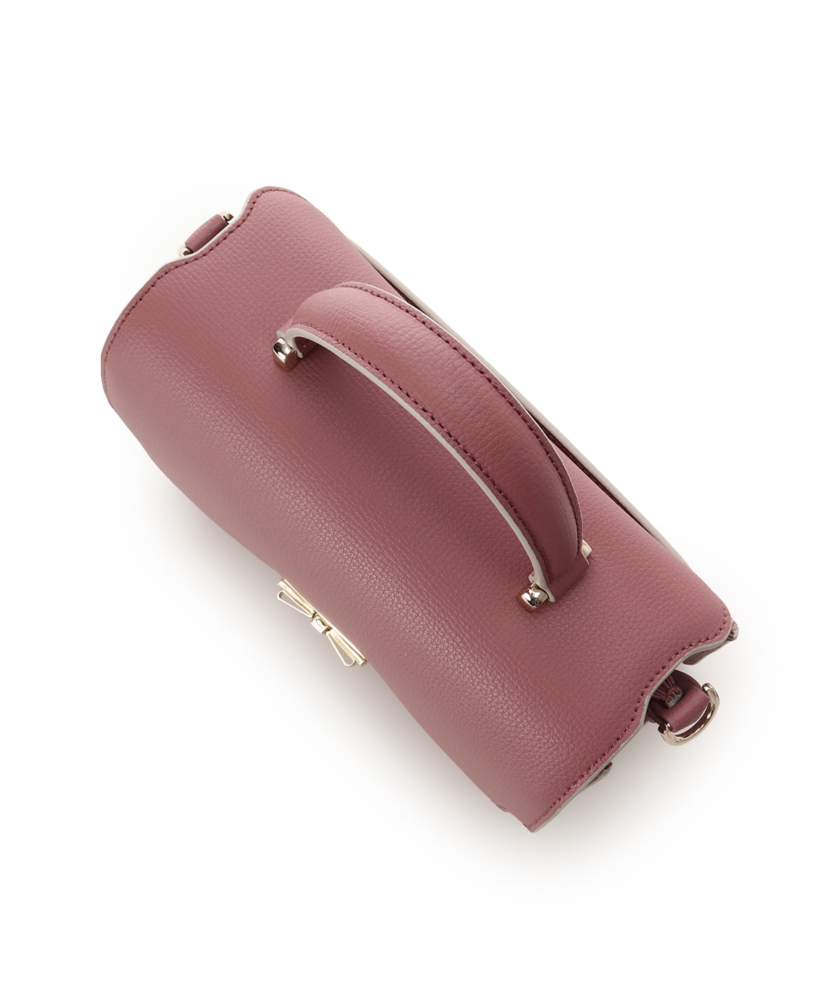 リボンモチーフ金具スプリットレザーワンハンドルバッグ