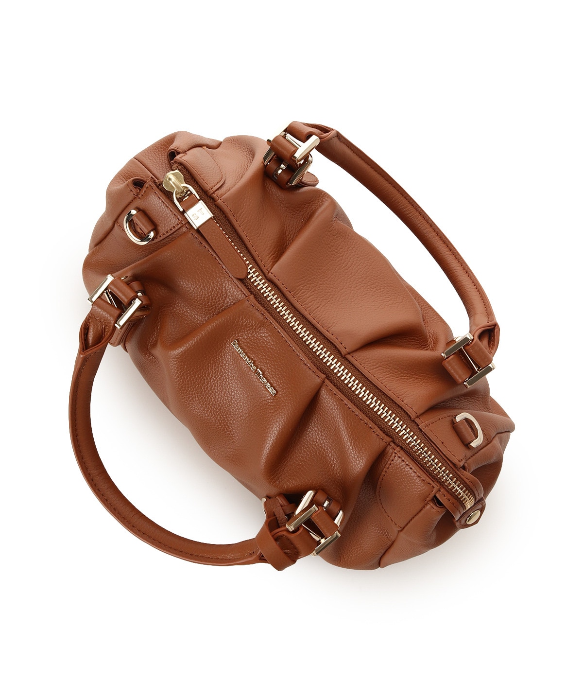 タックデザインソフトレザーハンドバッグ