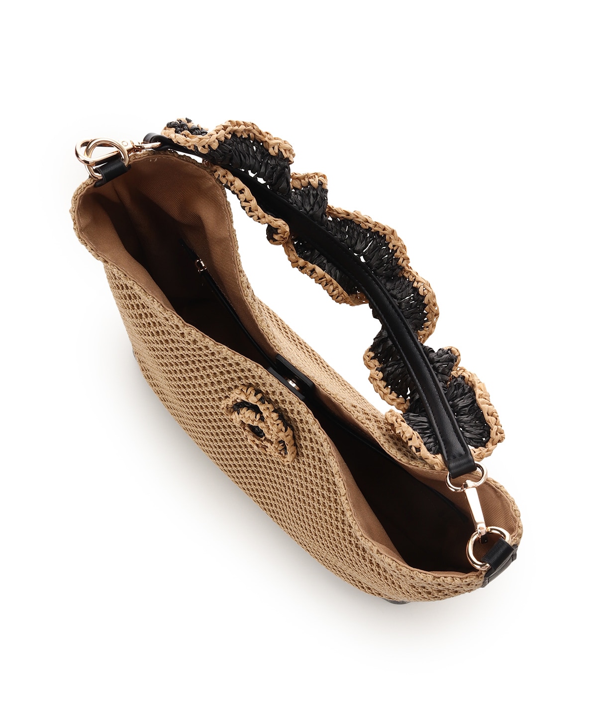 ワンポイントフラワーモチーフ フリルバッグ