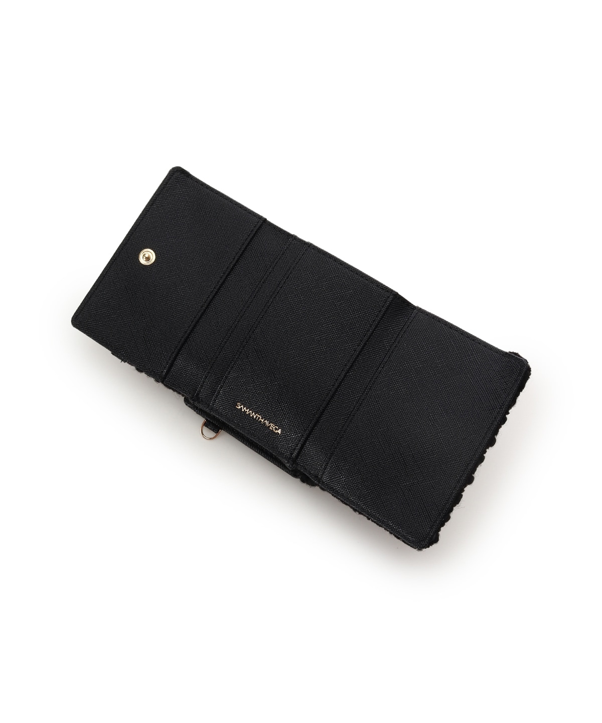 ラメツイードアクセントリボン折財布