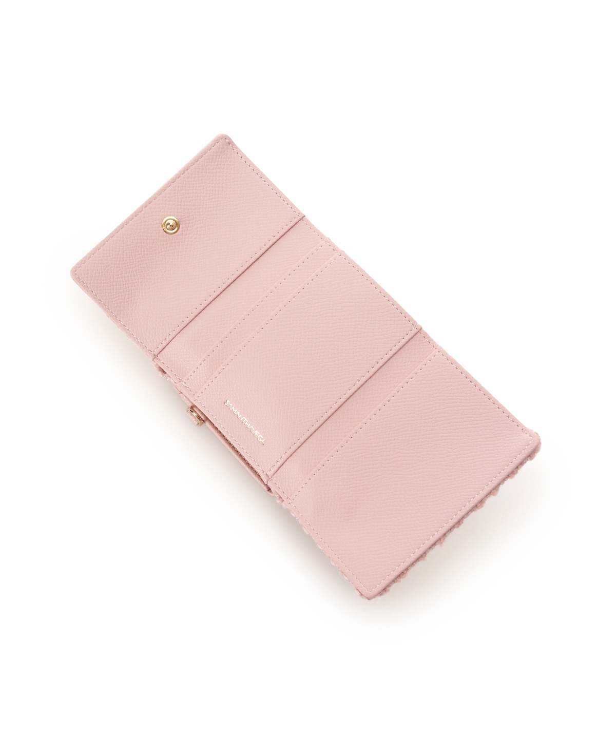 ラメツイードアクセントリボン折財布