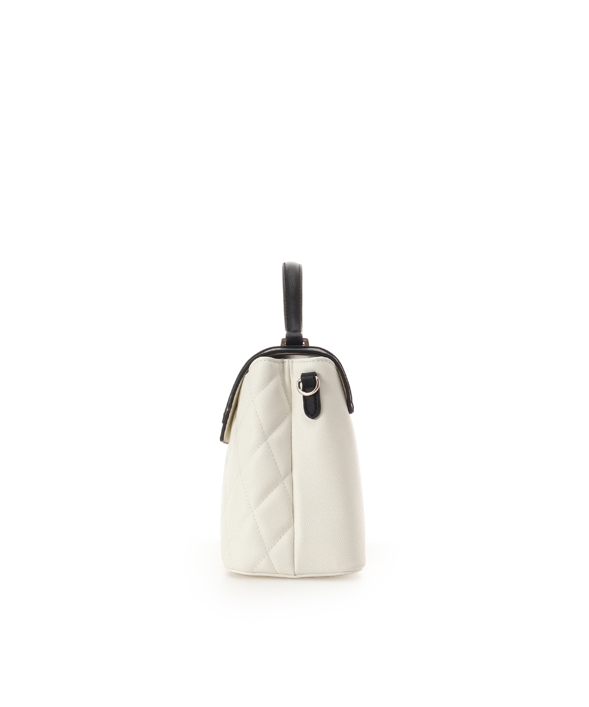 スクエアビジューキルトフラップハンドバッグ