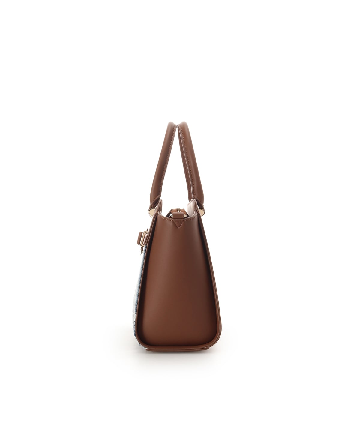 デニム調アクセントリボンハンドバッグ