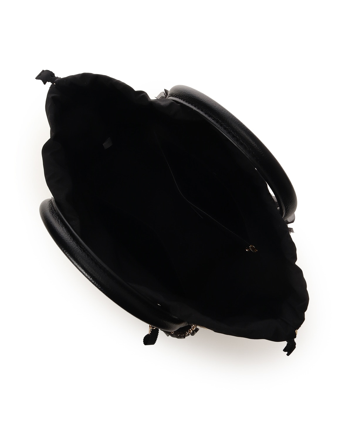 リボンチャーム付き フリルかごバッグ