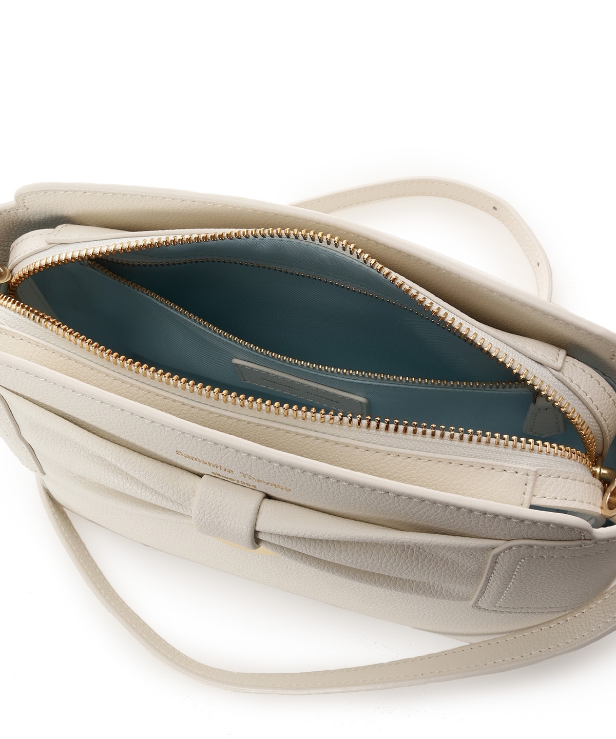 リボンモチーフ スプリットレザーショルダーバッグ