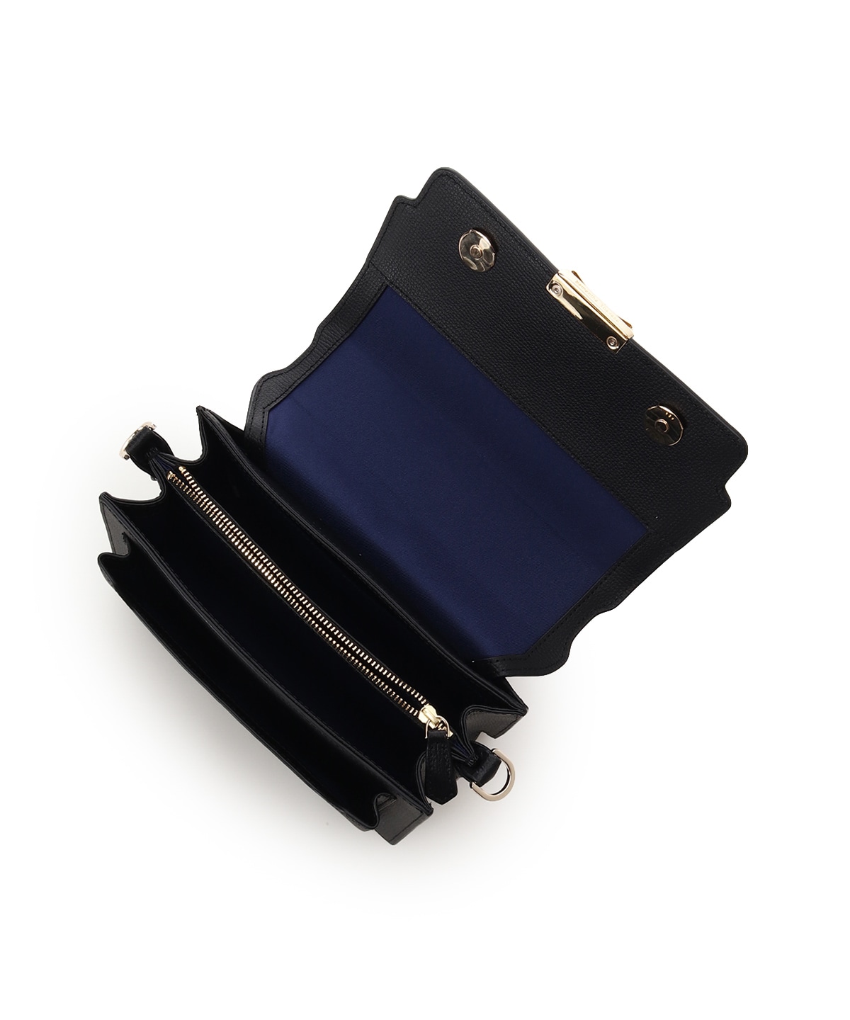 リボンモチーフ金具スプリットレザーワンハンドルバッグ