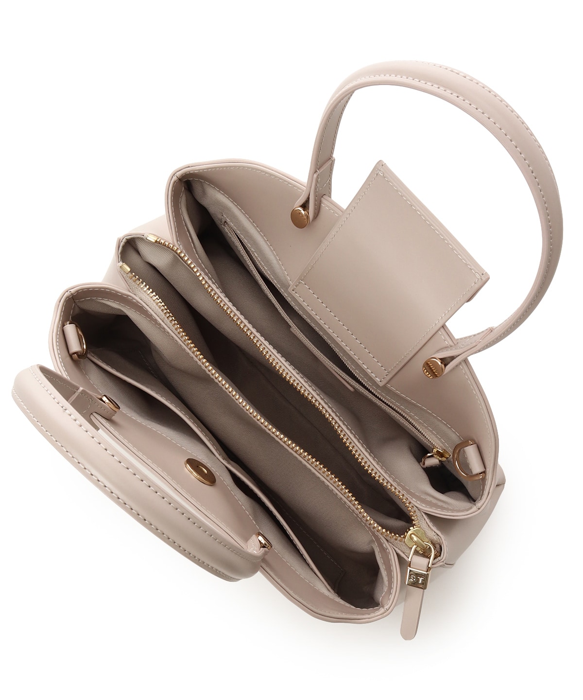 オリジナル金具ガラス調レザーハンドバッグ