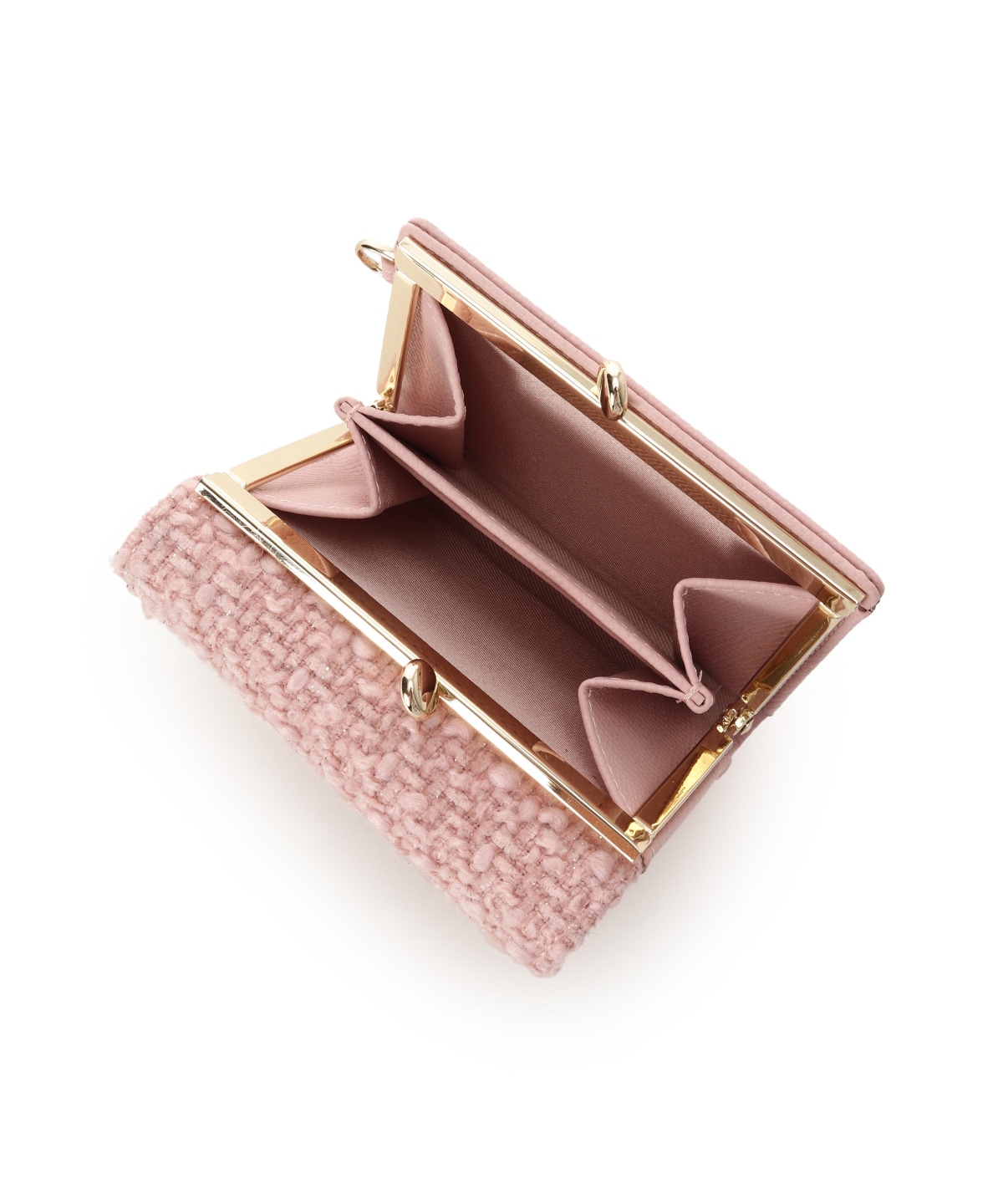 ラメツイードアクセントリボン折財布