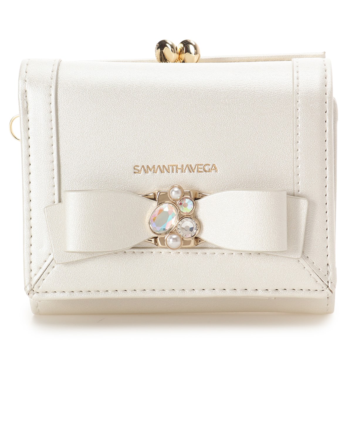 [Holiday Collection]パールカラージュエルリボン折財布