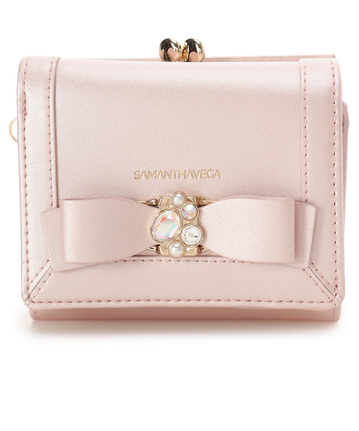 [Holiday Collection]パールカラージュエルリボン折財布