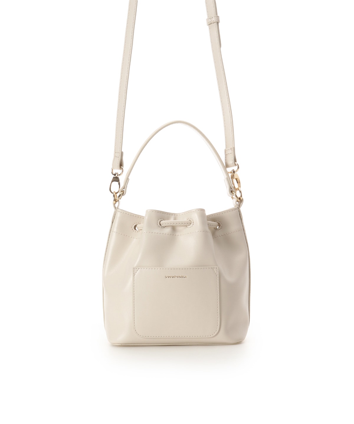 ロゴ金具巾着バッグ