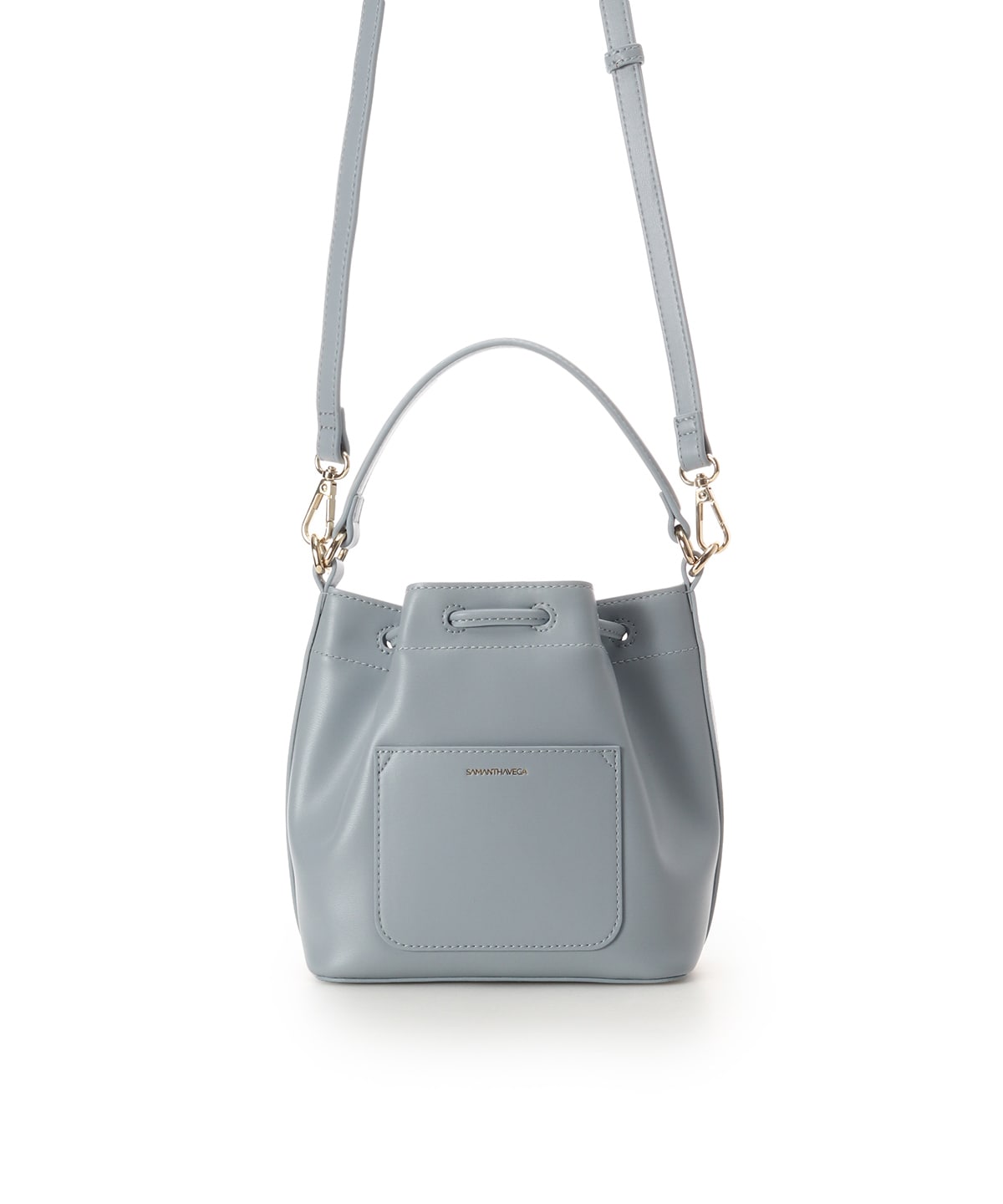 ロゴ金具巾着バッグ