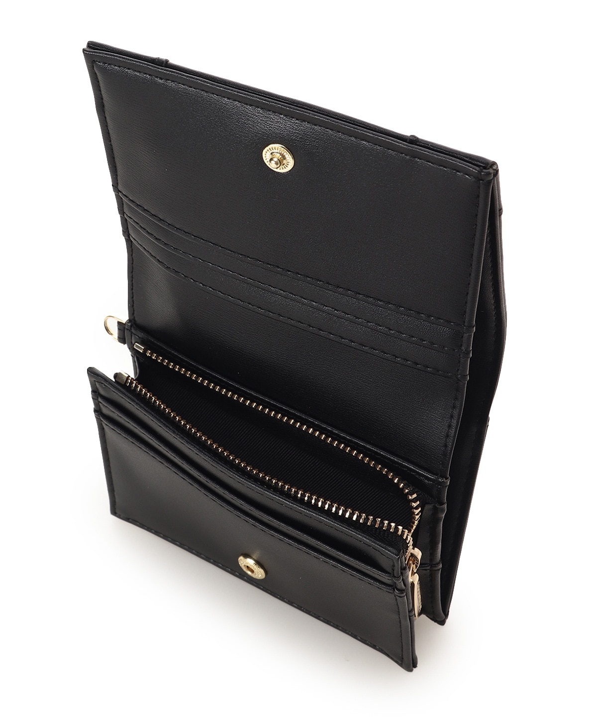ロゴ金具折財布
