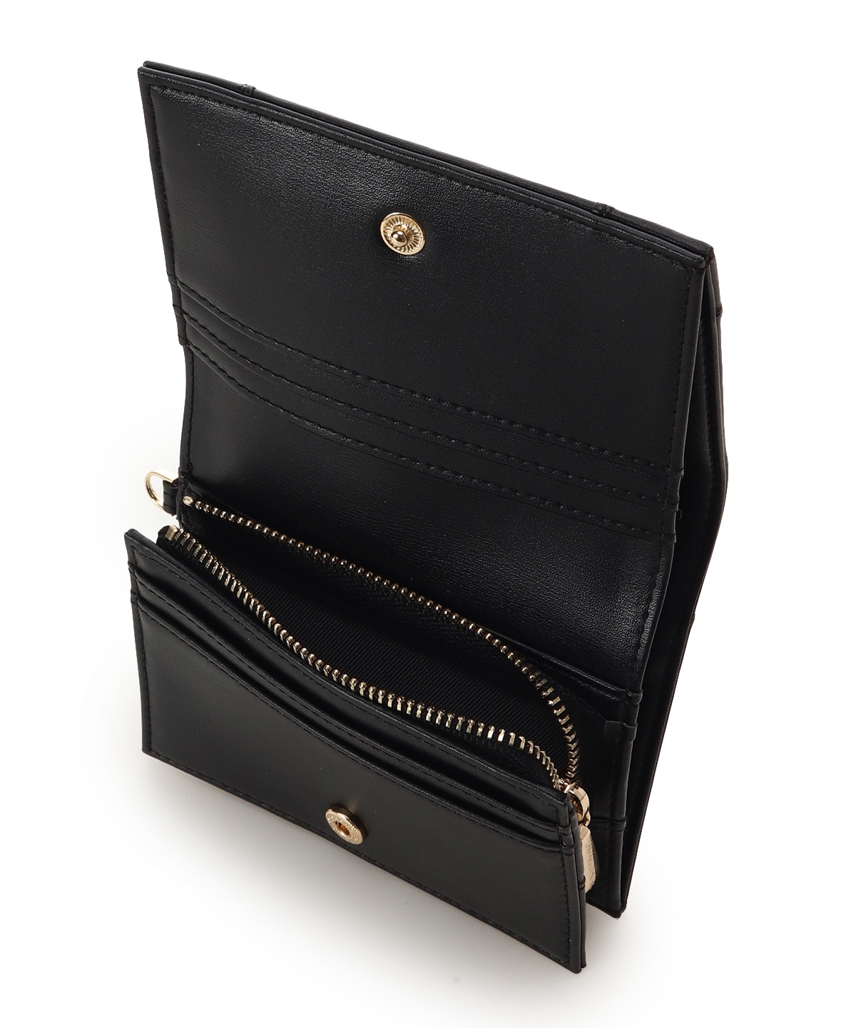 ロゴ金具折財布