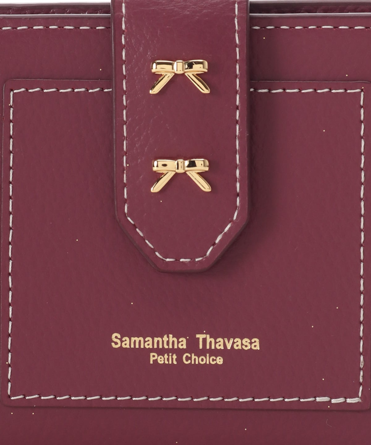 サマンサタバサ　ワインレッド　ミニ財布 ダブルリボン 折財布(FREE ワインレッド): Samantha Thavasa