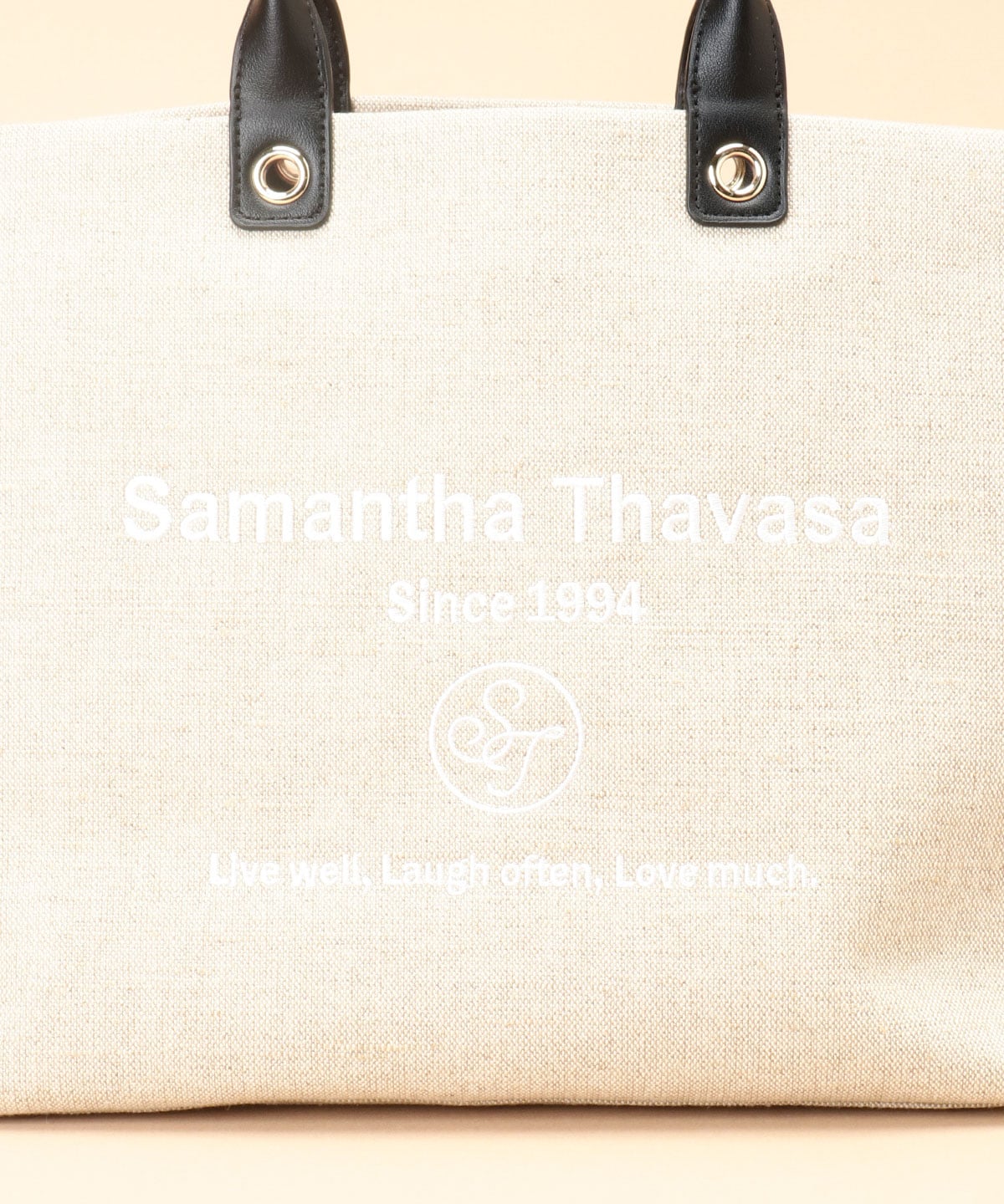 Samantha Thavasa ロゴ刺繍リネントートバッグ 大サイズ