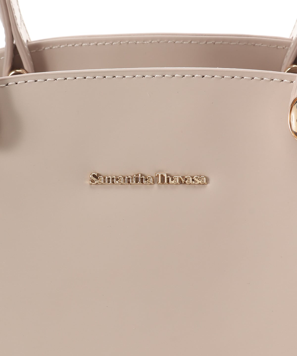 オリジナル金具ガラス調レザーハンドバッグ