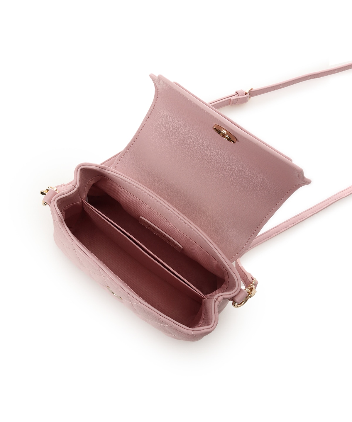 スクエアビジューキルトフラップショルダーバッグ