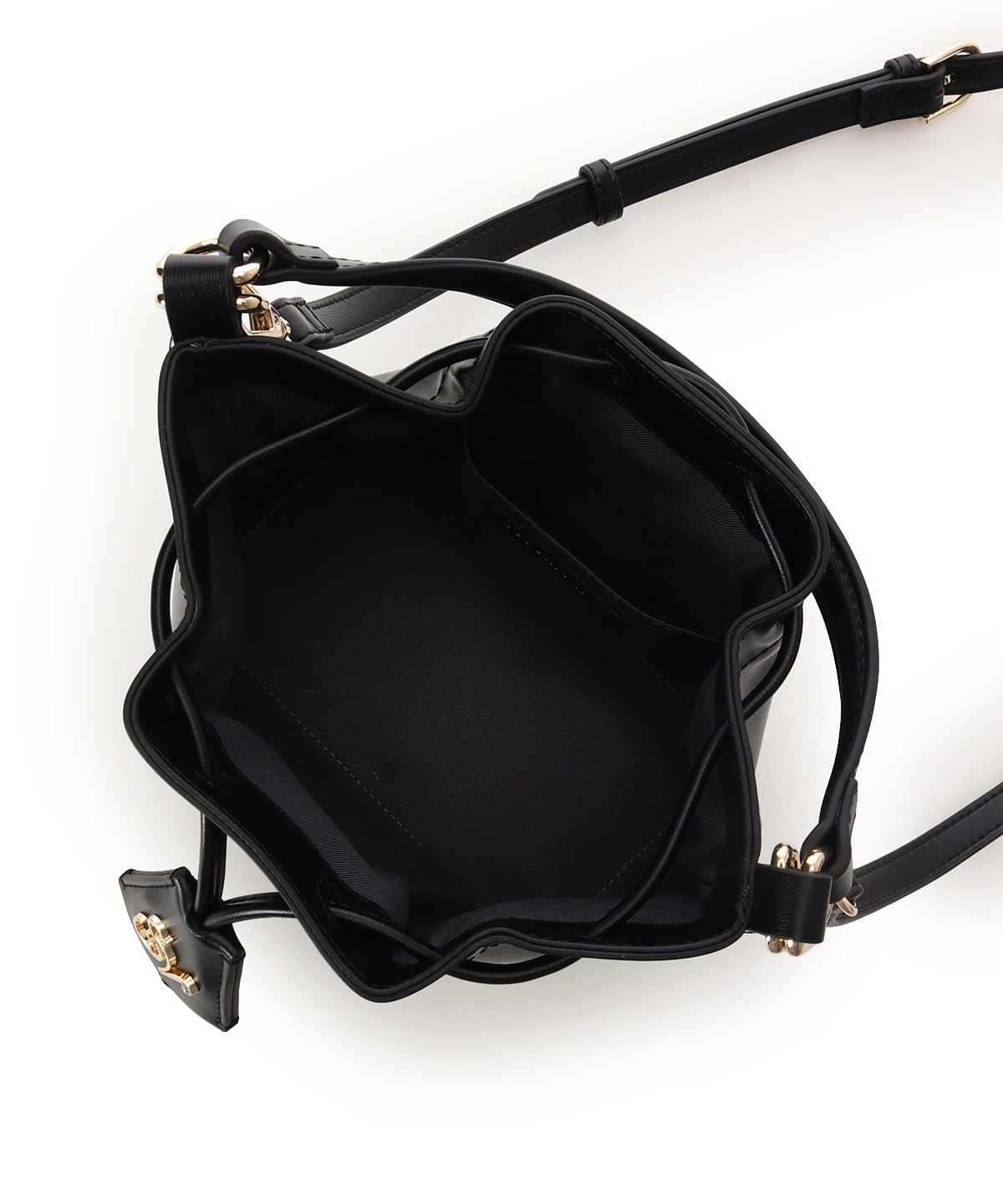 ロゴ金具巾着バッグ