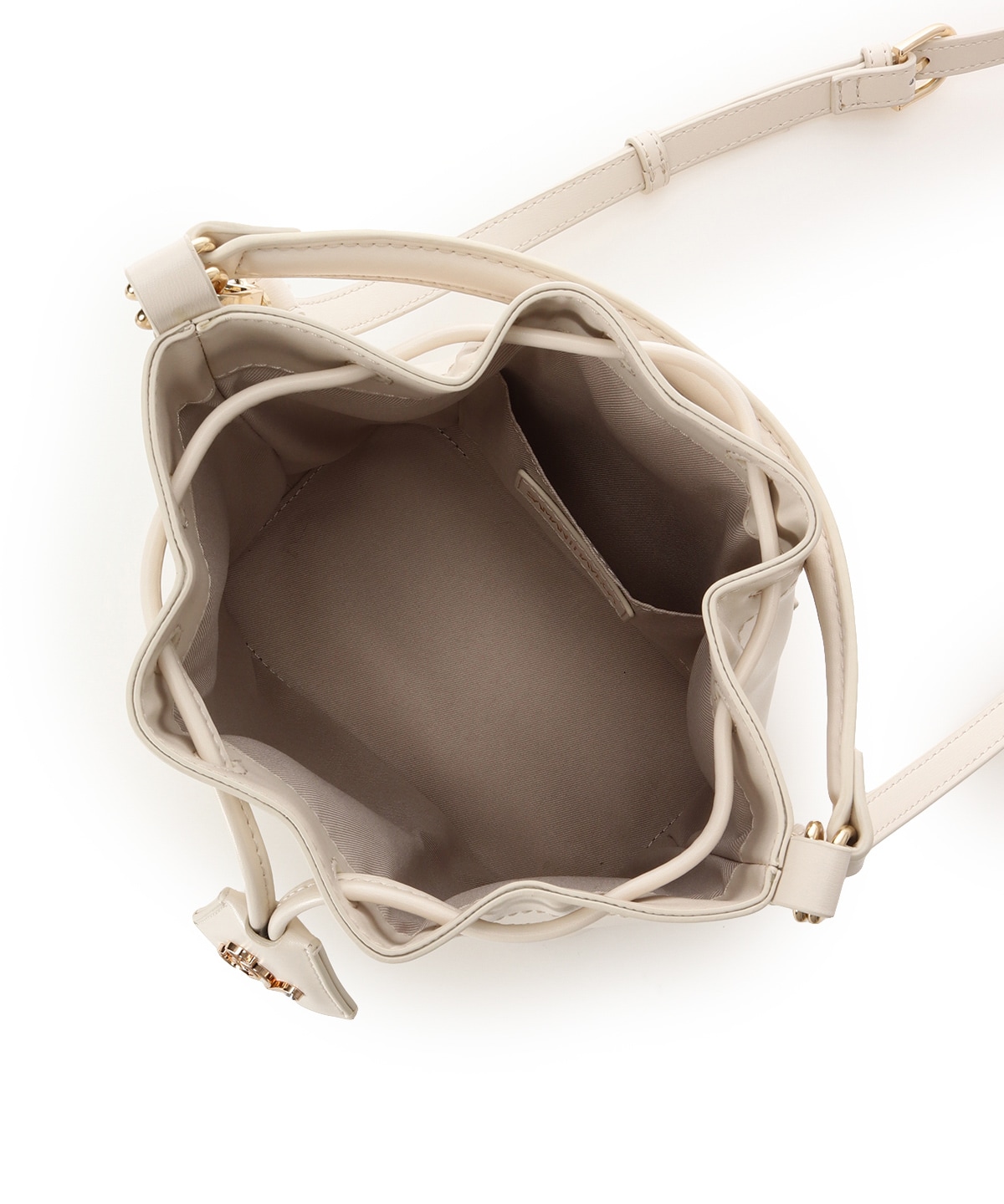 ロゴ金具巾着バッグ