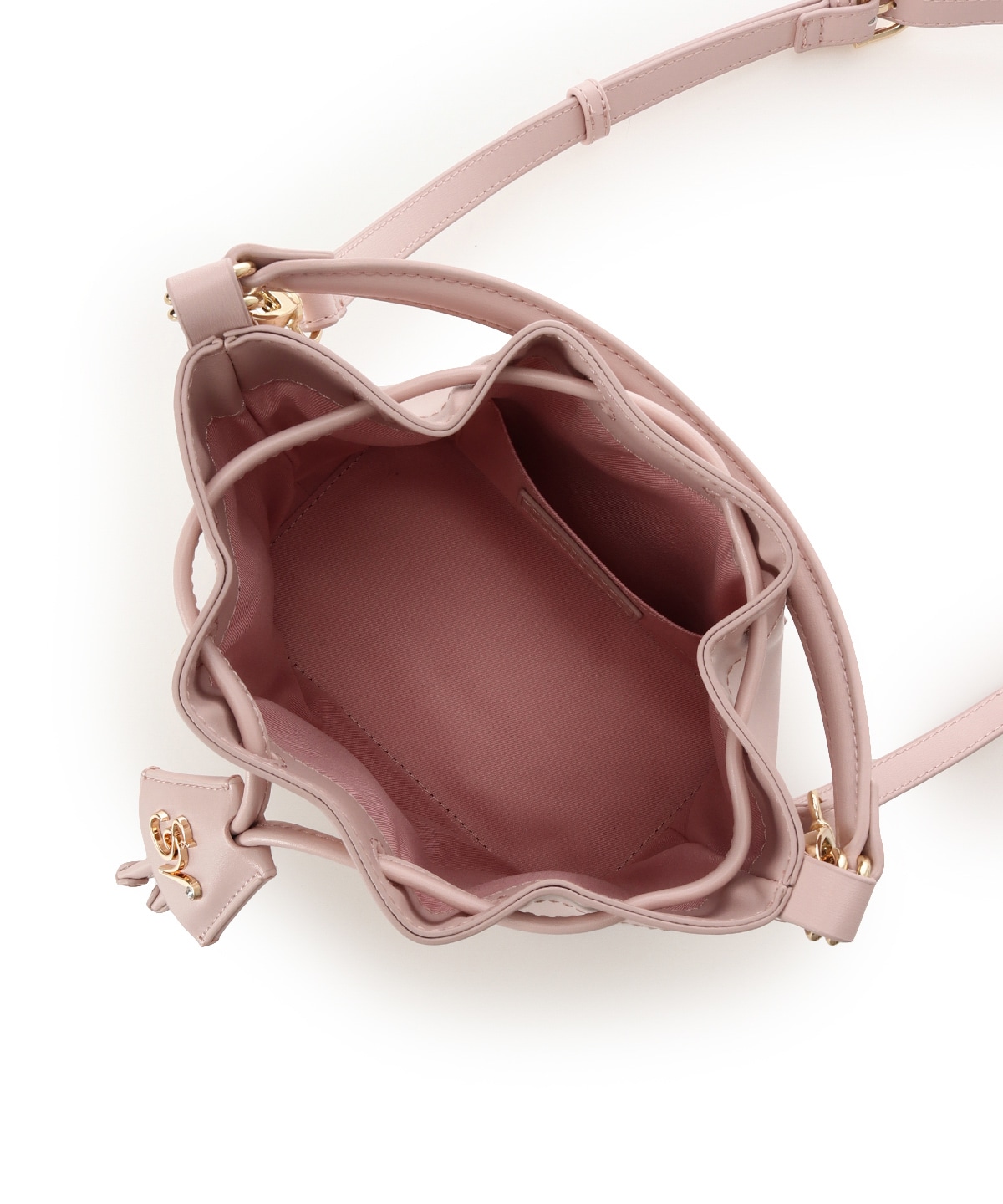 ロゴ金具巾着バッグ