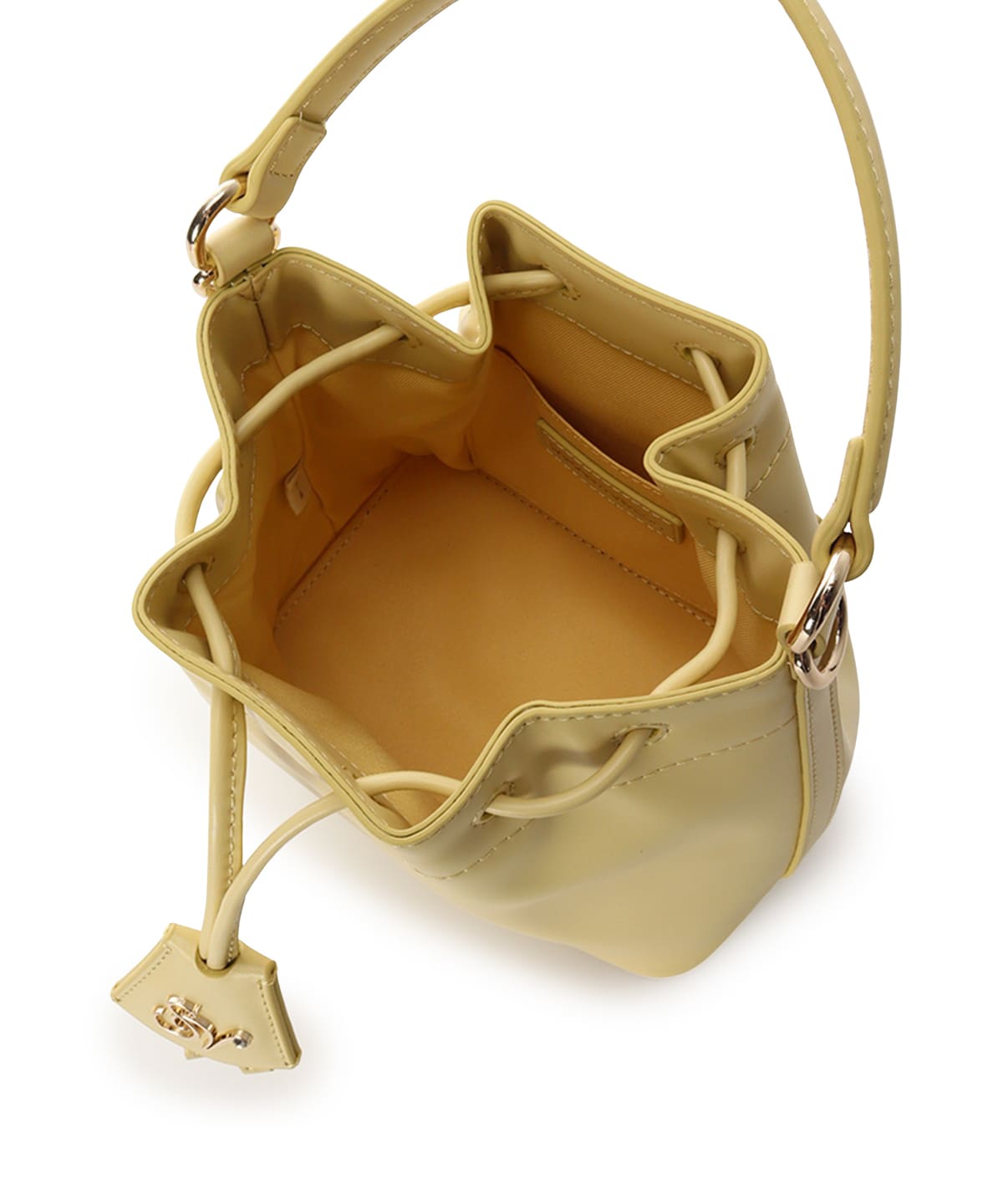 ロゴ金具巾着バッグ