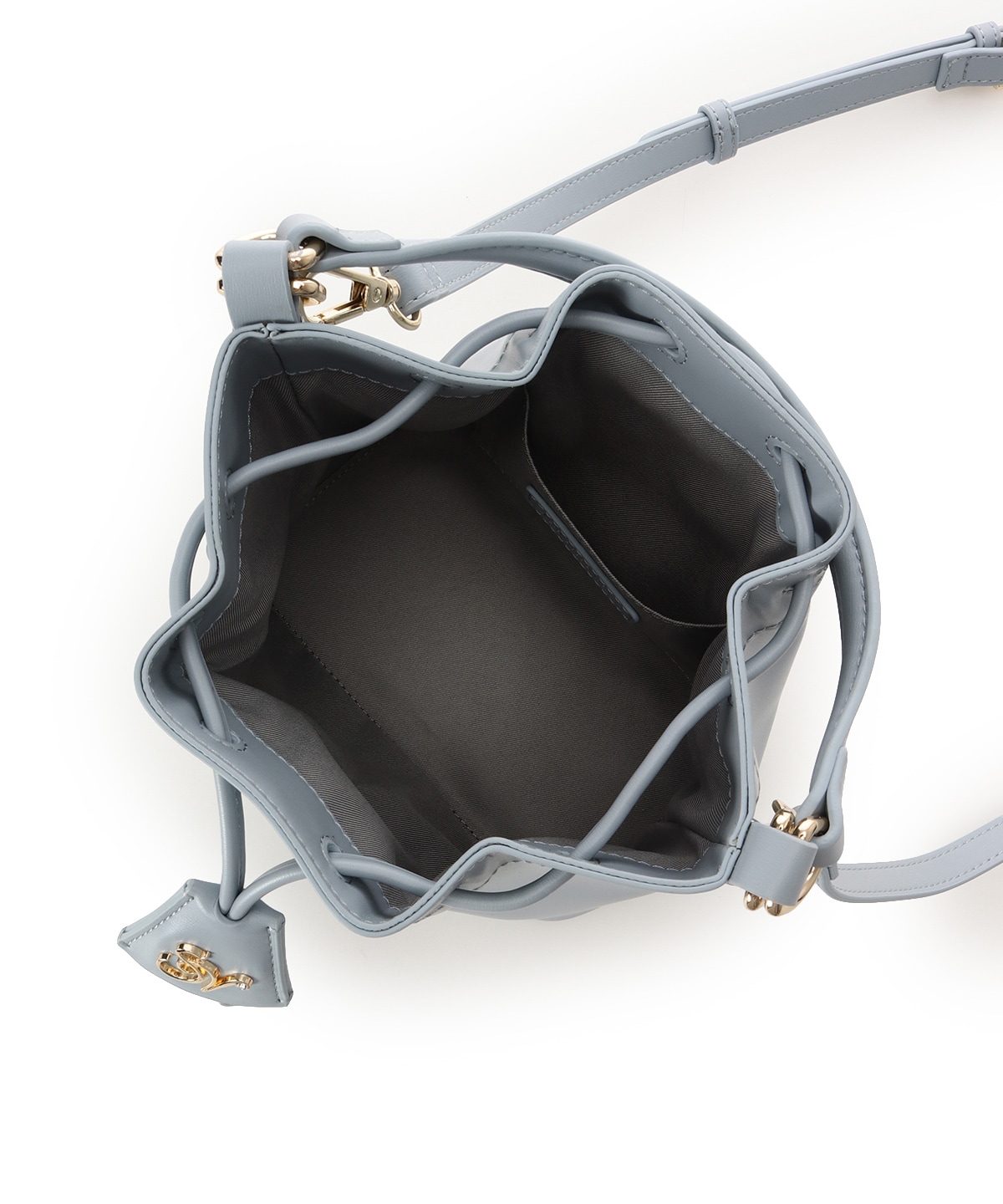 ロゴ金具巾着バッグ