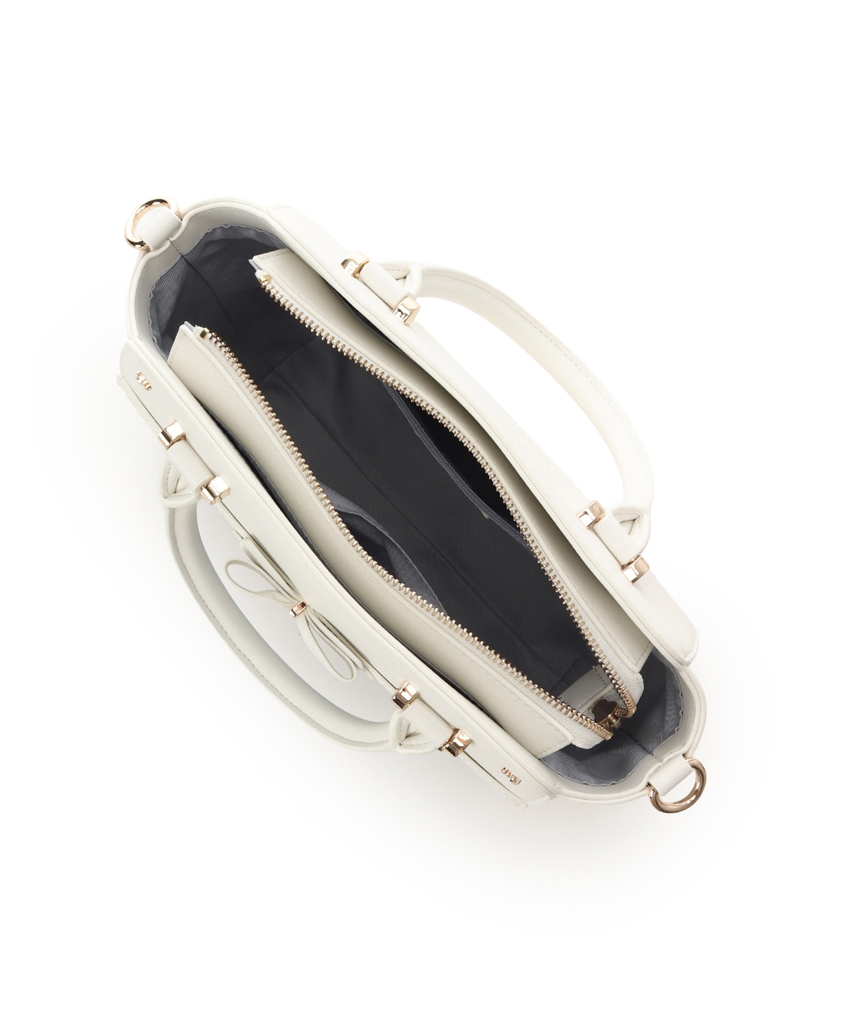 デニム調アクセントリボンハンドバッグ