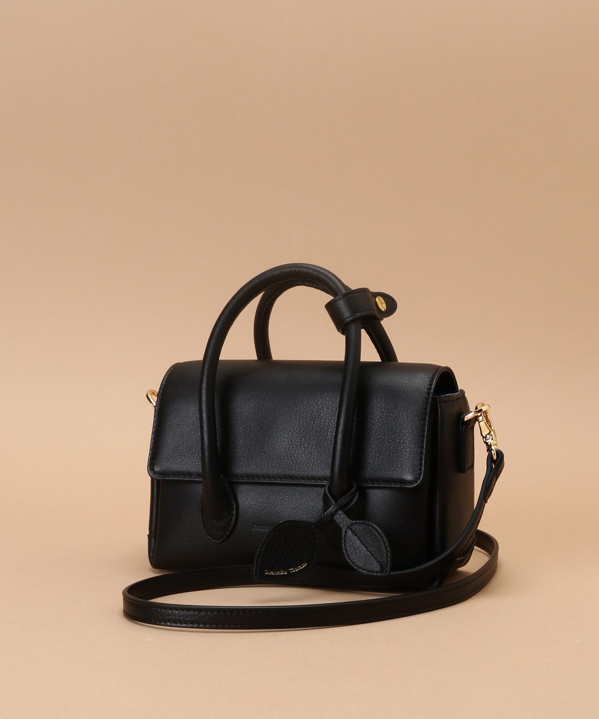 シンプルスムースレザー ハンドバッグ 小サイズ(FREE ブラック