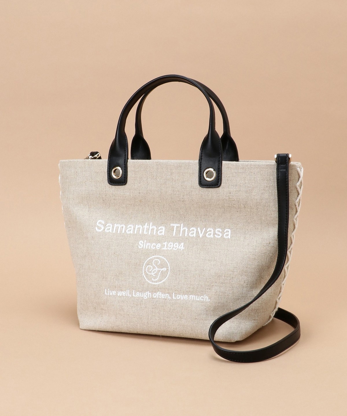 ロゴ刺繍リネントートバッグ 小サイズ(FREE ブラック): Samantha Thavasaサマンサタバサ公式オンラインショップ