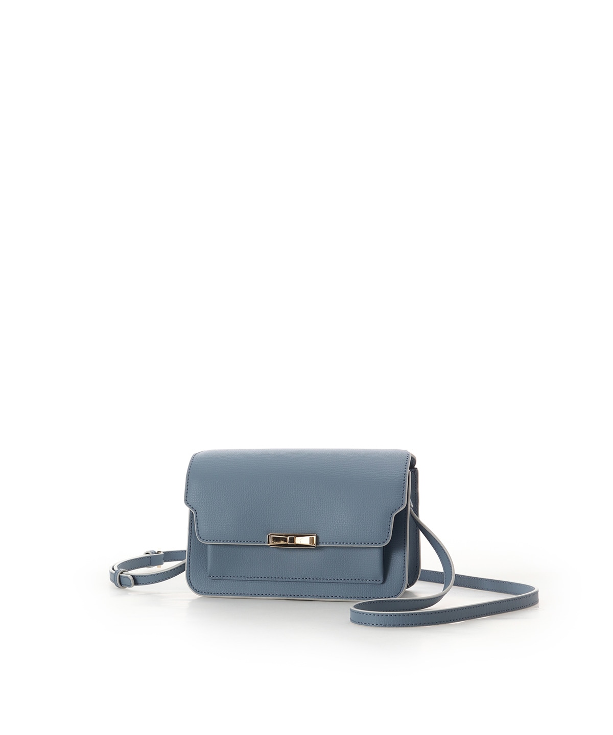 リボンモチーフ金具スプリットレザーショルダーバッグ