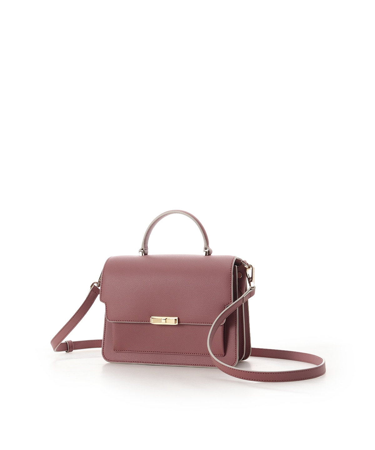 リボンモチーフ金具スプリットレザーワンハンドルバッグ