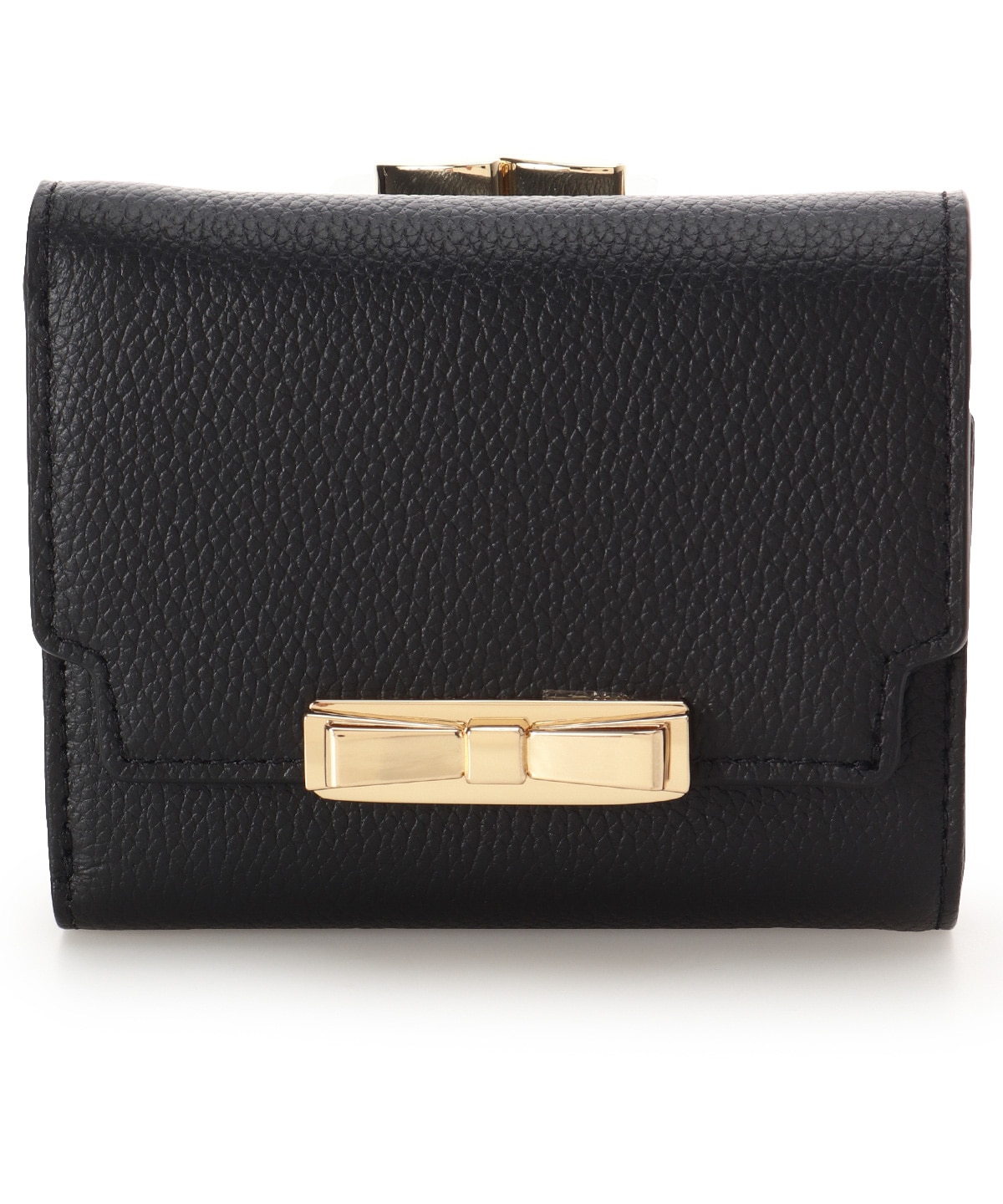 リボンモチーフ金具 口金折財布(FREE ブラック): Samantha