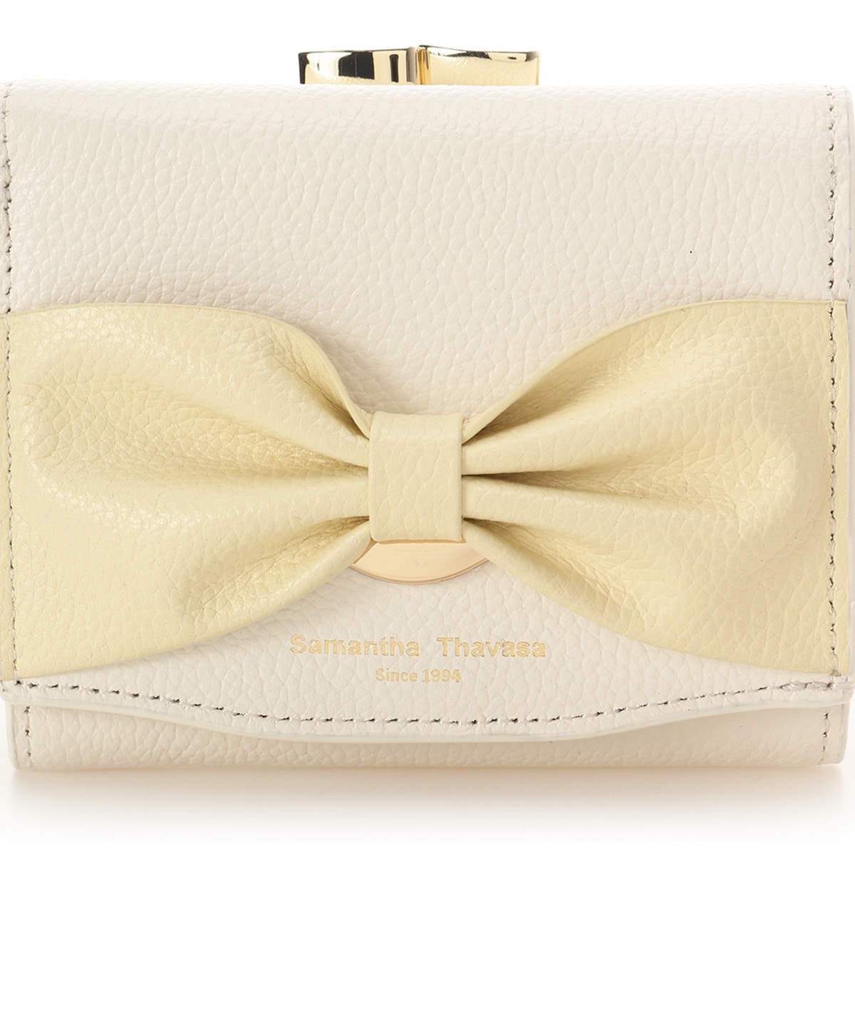 バイカラーリボンモチーフ口金折財布