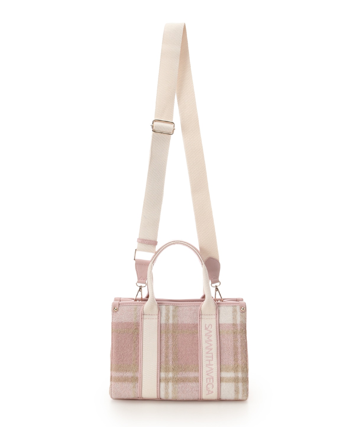 ロゴテープチェックハンドバッグ