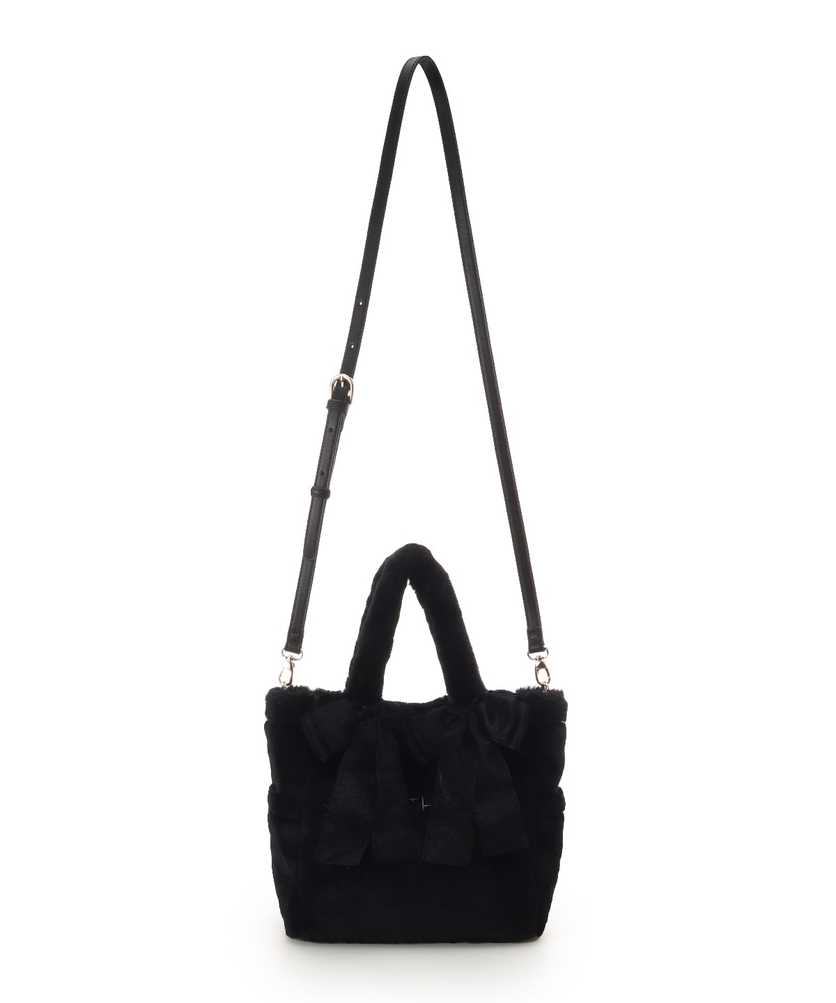 シフォンリボンファーハンドバッグ