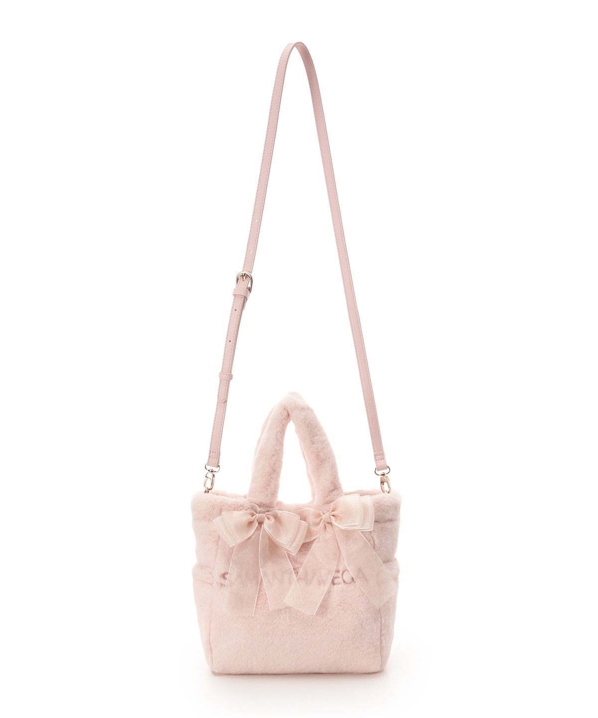 シフォンリボンファーハンドバッグ