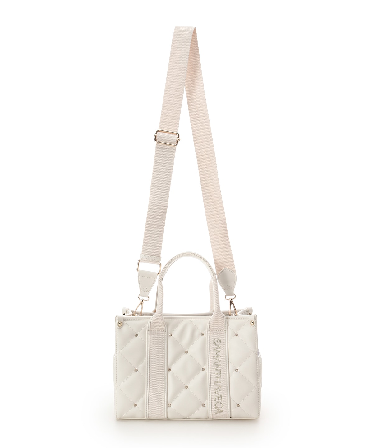 ロゴテープビジューハンドバッグ