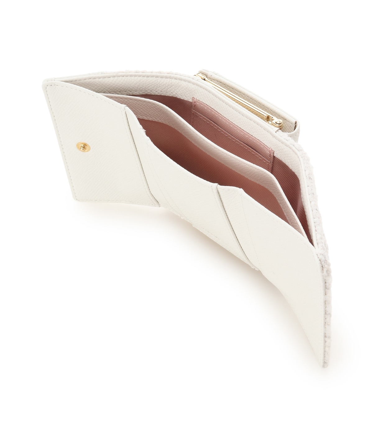 ラメツイードアクセントリボン折財布