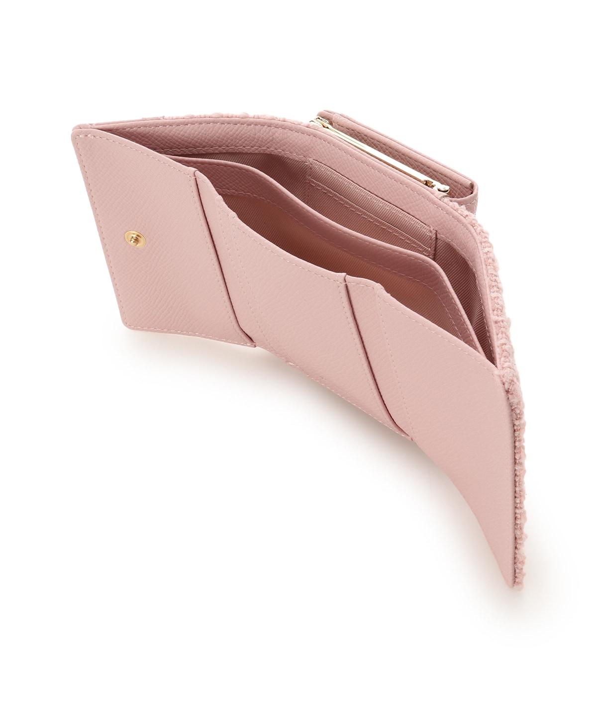 ラメツイードアクセントリボン折財布