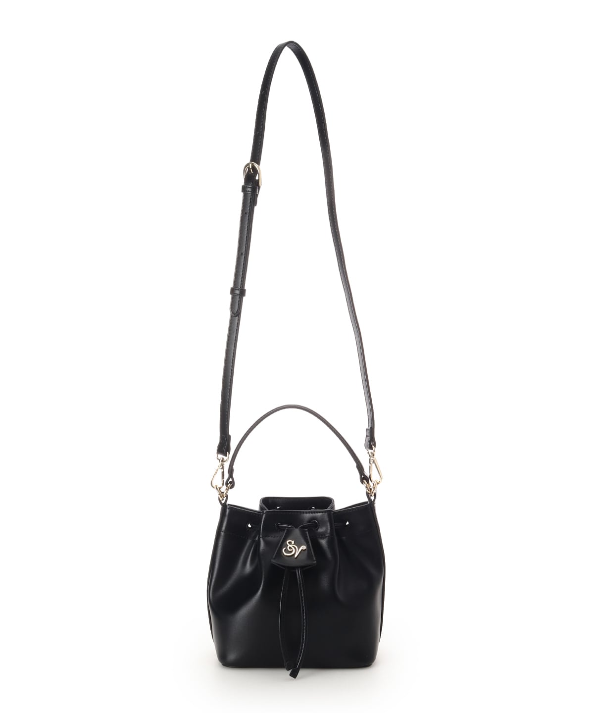 ロゴ金具巾着バッグ