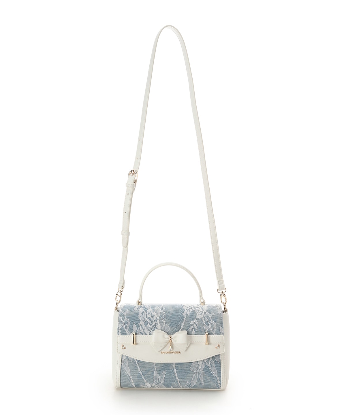 デニム調アクセントリボンショルダーバッグ