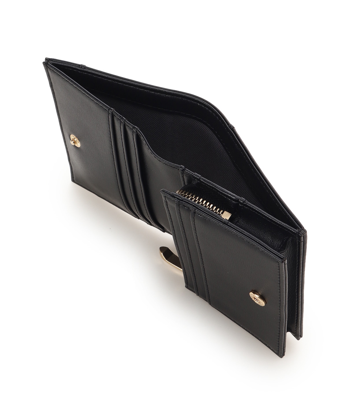 ロゴ金具折財布