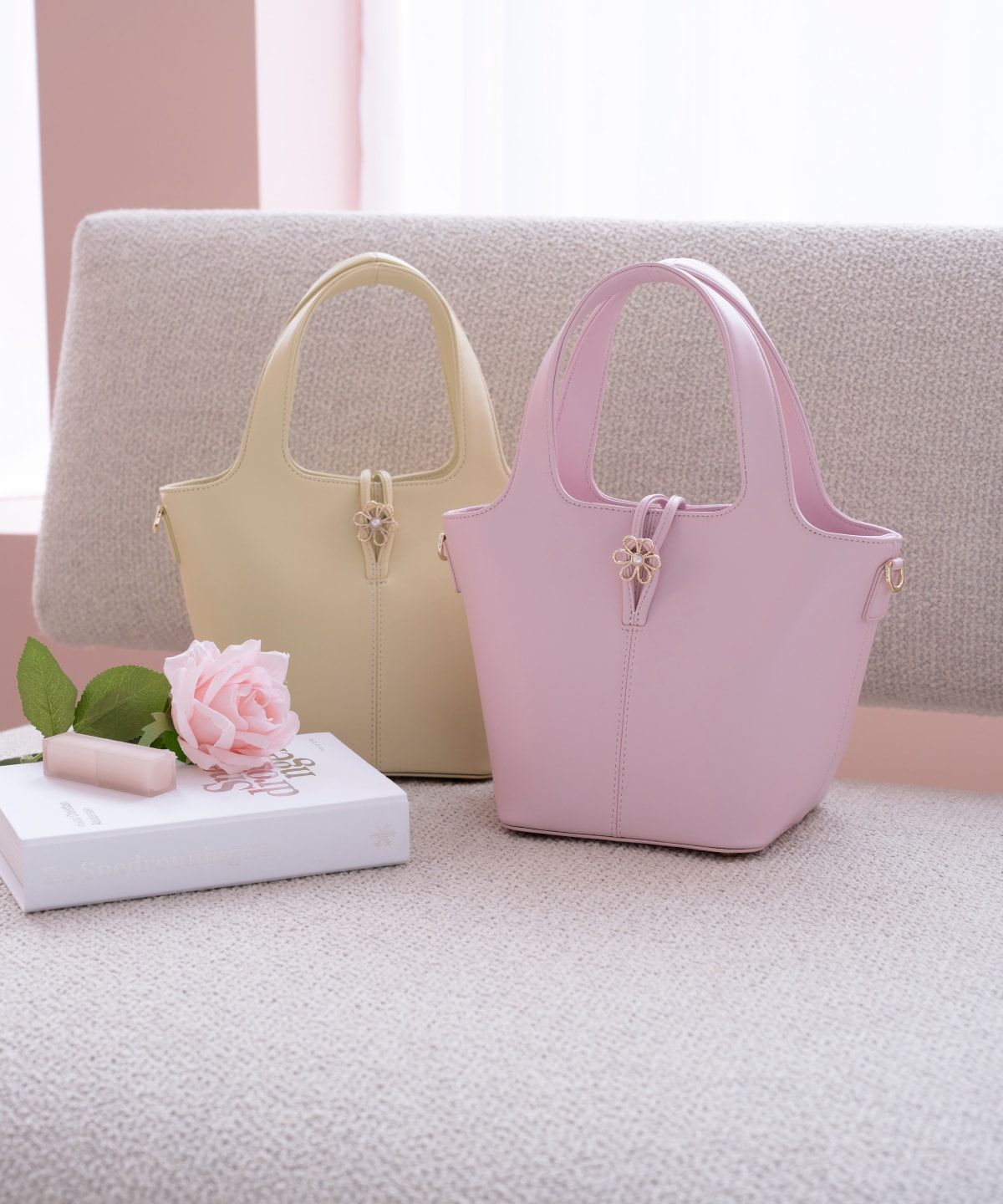 オリジナルフラワーモチーフ金具 ハンドバッグ