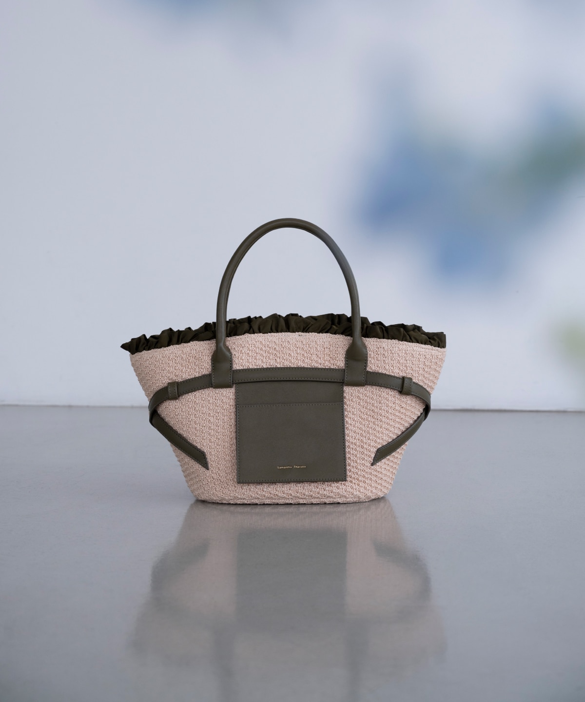 フロントポケットかごバッグ