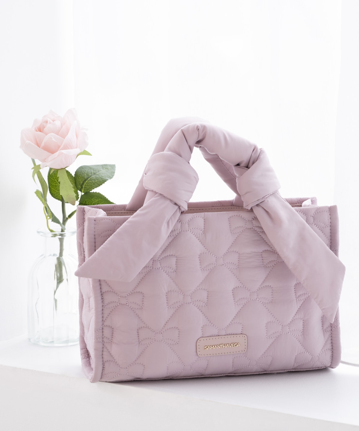 リボンキルティングハンドバッグ