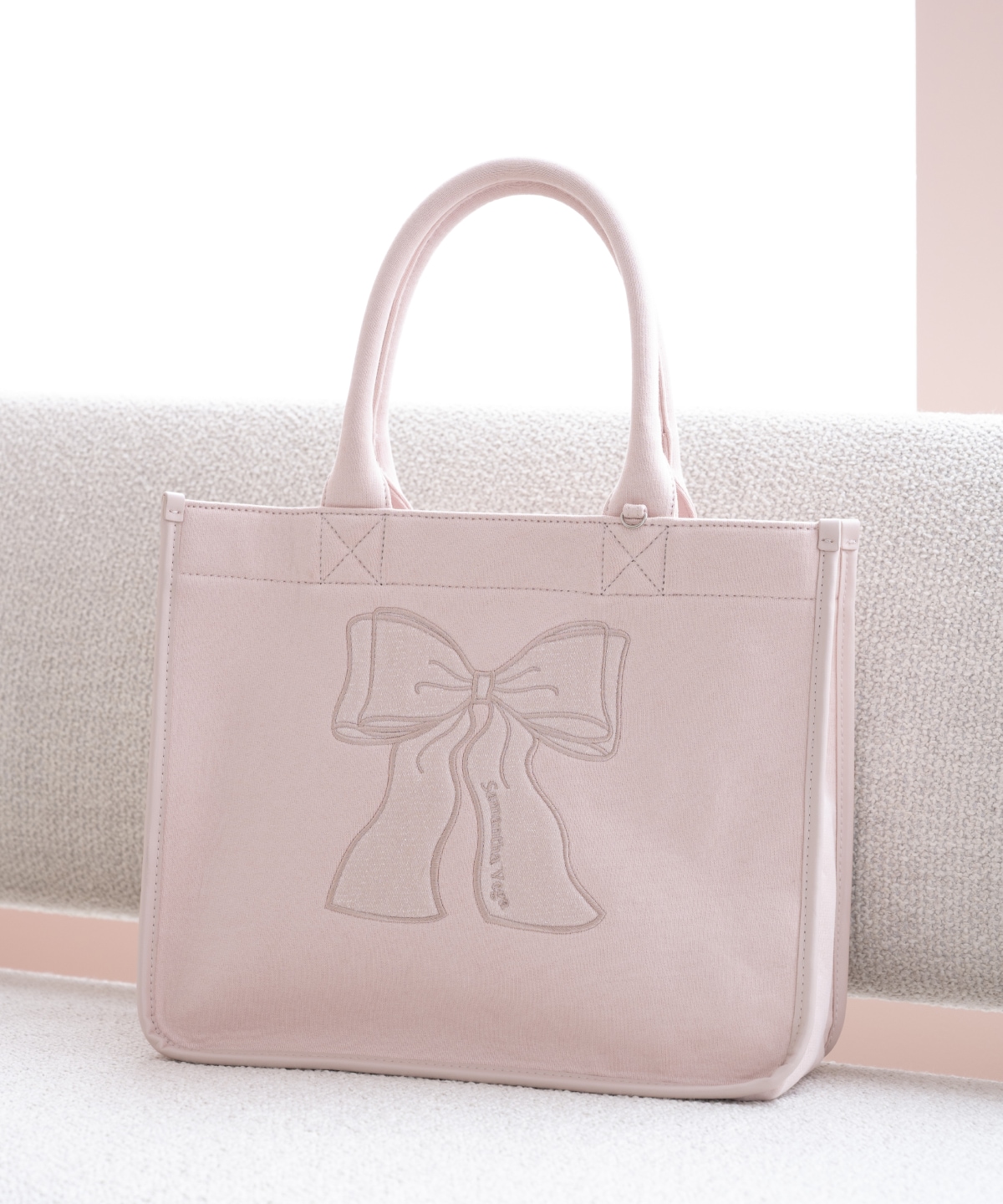 リボン刺繍ハンドバッグ