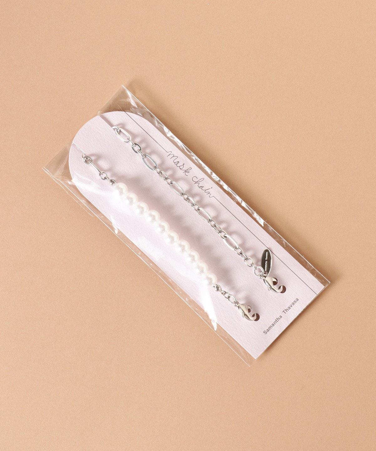 アシンメトリーパールデザイン マスクチェーン(FREE シルバー