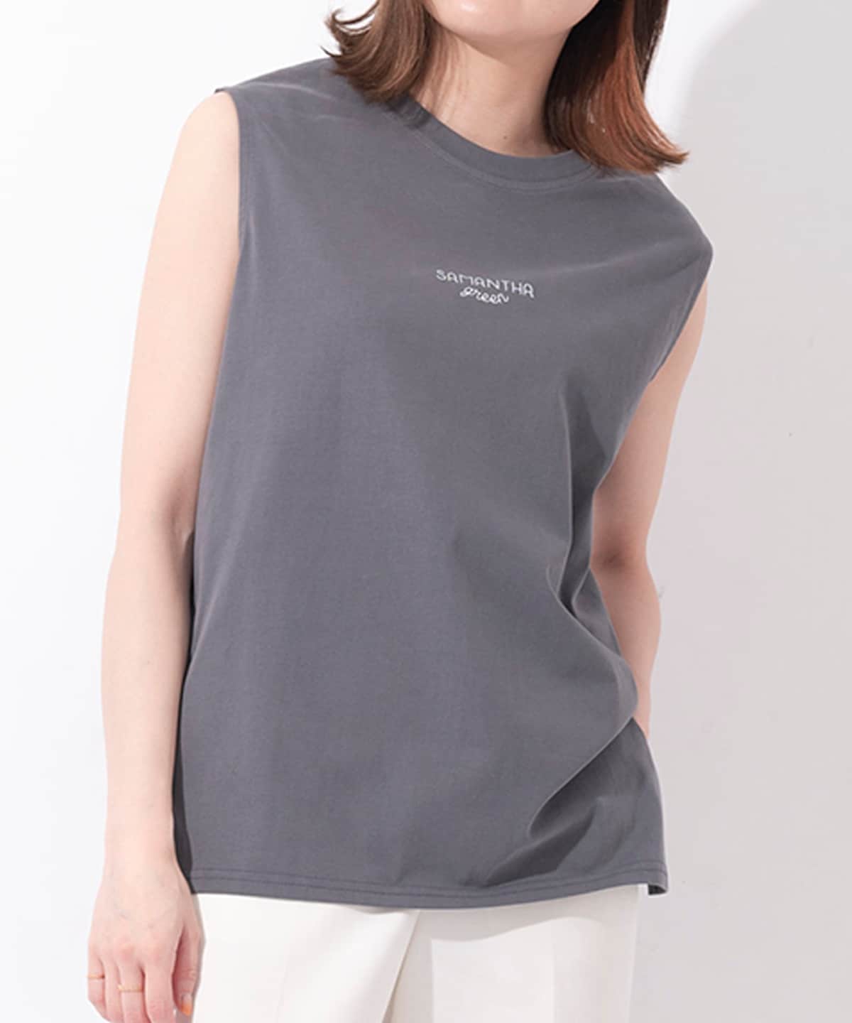 Samantha Green オーガニックコットン混ノースリーブtシャツ Free ダークグレー Samantha Thavasaサマンサタバサグループ 公式オンラインショップ Samantha Green オーガニックコットン混ノースリーブtシャツ Free ダークグレー Samantha Thavasaサマンサタバサグループ 公式オンラインショップ