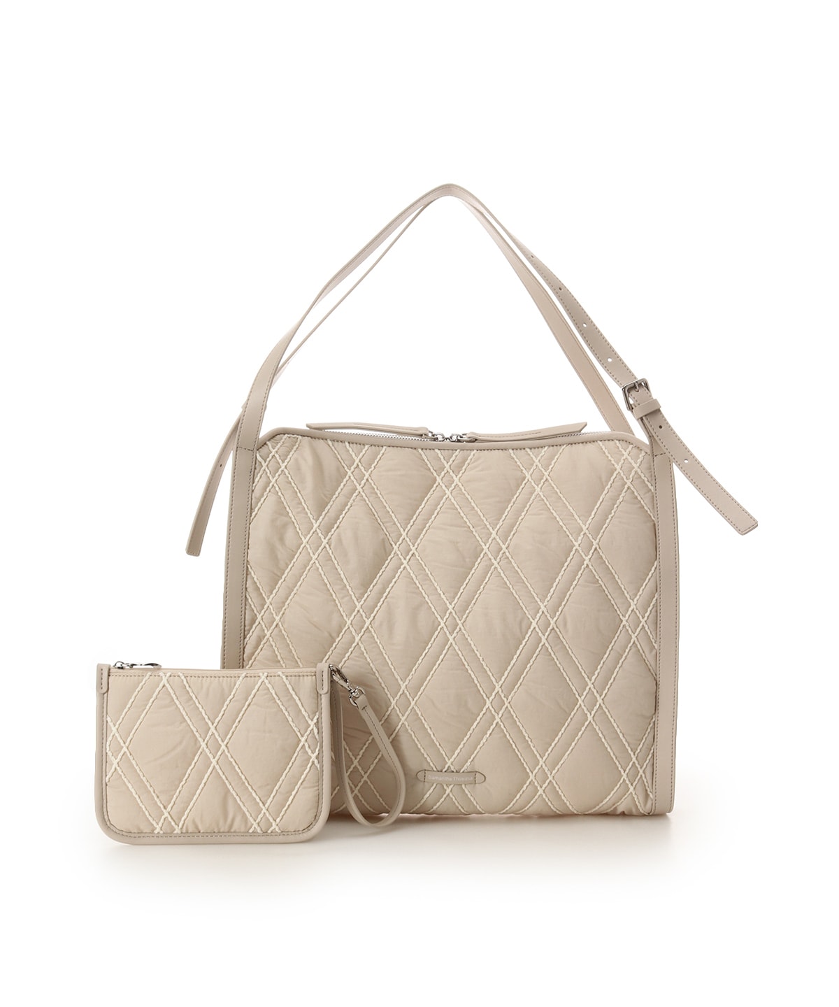 サマンサタバサ マルチポーチ付きシンプルトートバッグ マルチポーチ付き ダイヤキルティングトートバッグ(FREE